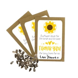 Sobres con semillas de girasol personalizados para agradecimientos a amigos, tarjetas de agradecimiento, obsequios de cumpleaños, ecológicos