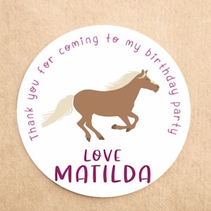 Autocollants d’anniversaire de cheval personnalisés | Merci autocollants | Étiquettes d’autocollants d’anniversaire | Autocollants de sac de fête | Autocollants Sweet Cone