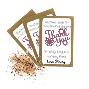 Personnalisé Merci Meilleurs amis Paquets de semences Enveloppes | Graines de fleurs sauvages | Cartes de remerciement Favoriser Anniversaire Merci Cadeau Eco Friendly