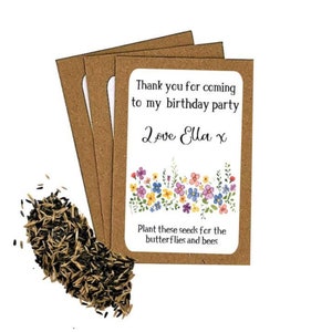 Buste di semi di fiori selvatici di compleanno personalizzate con semi / Sacchetti regalo per bomboniere / Regali di ringraziamento per il compleanno / Ecologici