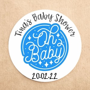x35 Personalised Baby Shower Stickers | Oh Baby Boy Stickers | Baby Shower Favours |  Baby Shower Party Bag Stickers | Sweet Cone Sticker