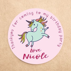 Personalised Unicorn Happy Birthday Stickers | Thank you stickers | Birthday Stickers | Party Bag Stickers | Sweet Cone Stickers!