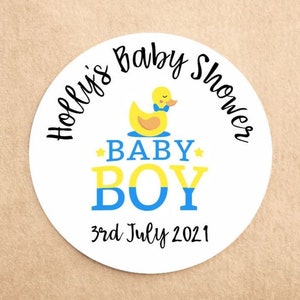 x35 Pegatinas personalizadas de Baby Shower / Baby Boy Gender Reveal / Baby Shower Favors / Baby Shower Party Bag Stickers / Sweet Cone Sticker