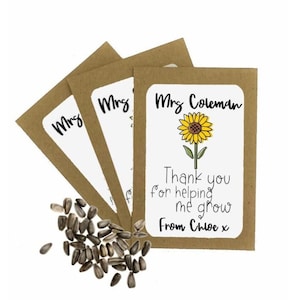 Buste personalizzate per pacchetti di semi per insegnanti con semi / Grazie per avermi aiutato a crescere / Regalo di fine mandato per l'insegnante / Assistente didattico