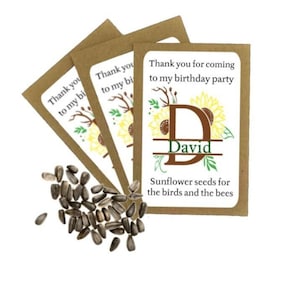 Personalised Birthday Seed Packets Envelopes with Seeds | Eco Friendly Party Bags Sunflower Seeds Party Gift Bag Birthday Thank You Bee Kind