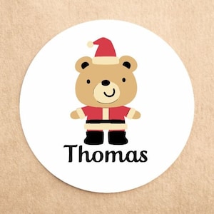 Personalised Childrens Bear Christmas Stickers | Gift Tags | Custom Present Labels | Wrapping labels | Kids Christmas Stickers