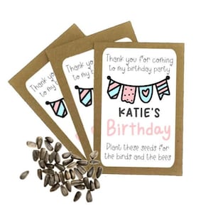 Personalised Girls Birthday Sunflower Seed Packets Envelopes with Seeds | Eco Friendly Party Bags Party Gift Bag Birthday Favours Thank You