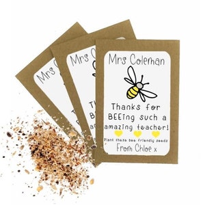 Personalised Teacher Seed Packets Envelopes with Seeds | Bee Friendly Seeds | End of Term Amazing Teacher Gift | Teaching Assistant Gift
