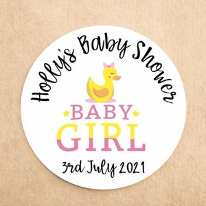 x35 Pegatinas personalizadas de Baby Shower / Baby Girl Gender Reveal / Baby Shower Favors / Baby Shower Party Bag Stickers / Sweet Cone Sticker