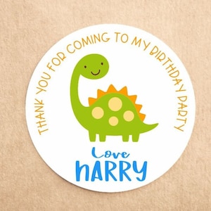 Stickers personnalisés anniversaire dinosaure garçon | Merci autocollants | Etiquettes autocollantes d'anniversaire | Stickers pour sac de fête | Stickers cornets sucrés