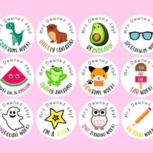 x35 パーソナライズされた Well Done Fun Pun 教師用ステッカー - 教師へのご褒美、教師アシスタント ステッカー、教師の名前でパーソナライズ!