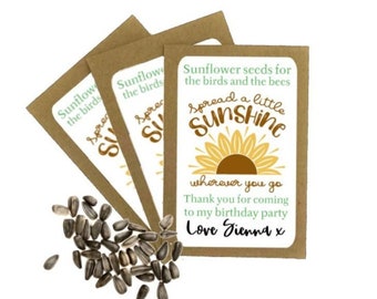 Personalised Birthday Seed Packets Envelopes with Seeds | Eco Friendly Party Bags | Sunflower Seeds | Party Gift Bag | Birthday Thank You