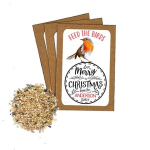 Paquets personnalisés de graines d’oiseaux joyeux Noël avec nourriture pour oiseaux Professeur Cadeau de Noël Faveurs de fête Carte de Noël Alternative Eco Friendly