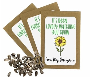 Personalised Teacher Seed Packets Envelopes with Sunflower Seeds | End of Term Teacher Gift | Teacher Gift to Students | School Class Gift