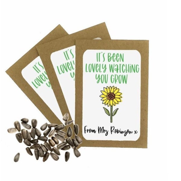 Personalised Teacher Seed Packets Envelopes with Sunflower Seeds | End of Term Teacher Gift | Teacher Gift to Students | School Class Gift