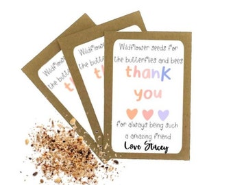 Personalised Thank You Best Friends Seed Packets Envelopes | Wildflower Seeds | Thank You Cards Favour Birthday Thank You Gift Eco Friendly