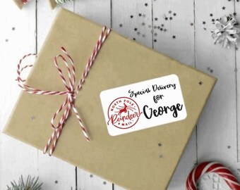 x20 Navidad personalizada Polo Norte Entrega especial Etiquetas de Papá Noel Pegatinas, Etiquetas de regalo, Etiquetas de regalo personalizadas, Pegatinas de Navidad para niños