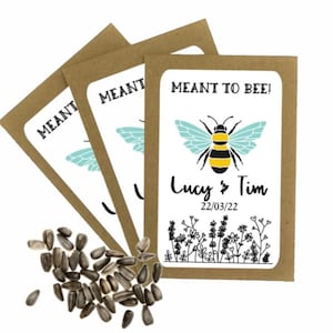 Buste personalizzate di pacchetti di semi di bomboniere / Forbice per feste di api / Semi di girasole / Regalo di nozze / Borsa regalo da tavolo di ringraziamento