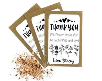 Personalised Thank You Seed Packets Envelopes | Wildflower Seeds | Thank You Cards Favour | Thank You Gift | Birthday Thank You Eco Friendly