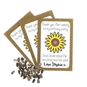 Personalised Birthday Seed Packets Envelopes with Seeds | Eco Friendly Party Bags | Sunflower Seeds | Party Gift Bag | Birthday Thank You