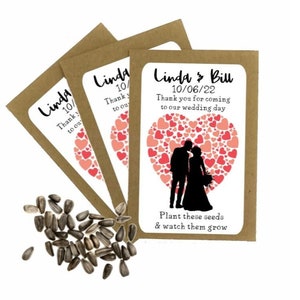 Personalised Wedding Favour Seed Packets Envelopes | Bride & Groom Favours  | Wedding Party Bags | Sunflower Seeds | Eco Friendly Favours