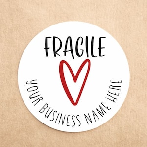 Personalised Business Name Fragile Stickers | Handle with care | Custom Business stickers | Cute Fragile Labels | Packaging Labels
