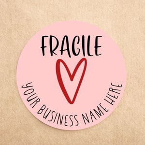Personalised Business Name Fragile Stickers | Handle with care | Custom Business stickers | Cute Fragile Labels | Packaging Labels