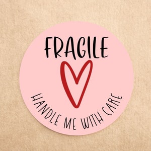 Pink Fragile Stickers | Handle me with care | Business stickers | Fragile Labels | Packaging Labels | Business Postage Stickers | Cute