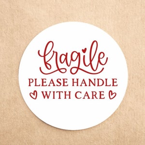 Please Handle With Care Pink Heart Stickers, Packaging Stickers, Fragile  Stickers, Pretty Labels, Small Business Stickers, Order Stickers 