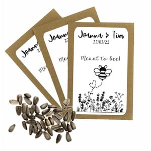 Personalised Wedding Favour Seed Packets Envelopes  | Meant to Bee Party Favour | Sunflower Seeds | Wedding Gift |  Thank you Table Gift Bag