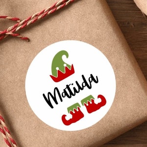 Personalised Elf Childrens Gift Tag Stickers, Custom Present Labels, Christmas wrapping labels, Kids Christmas Stickers