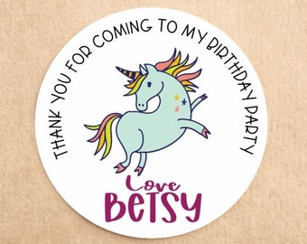 PERSONALISED UNICORN FACE GLOSS BIRTHDAY PARTY BAG FAVOUR SWEET CONE STICKERS