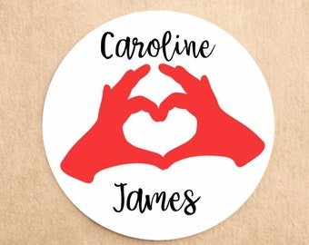 Pegatinas personalizadas para el Día de San Valentín / Pegatinas hand love heart / Etiquetas personalizadas de regalos Etiquetas / Etiquetas de envoltura de San Valentín