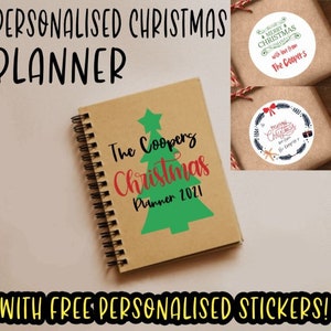 A5 Personalizowany notatnik do planowania Bożego Narodzenia Notatnik Kraft Book - Idealny prezent z DARMOWYMI spersonalizowanymi naklejkami świątecznymi Etykiety prezentowe