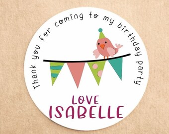 Personalised Cute Birthday Stickers | Thank you for coming to my birthday stickers | Party Bag Stickers | Sweet Cone Stickers
