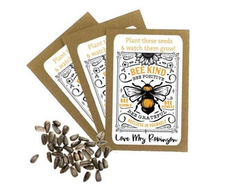 Personalised Bee Kind Proud Thank You Seed Packets Envelopes | Bee Positive Sunflower Seeds | Well Done Thank You Gift | Birthday Thank You