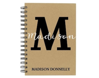 A5 Personalised Notebook | Custom Initial and Name Notebook Notepad | Blank Lined Notepad Planner Jotter | Christmas Present