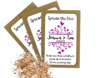 Personalised Spread the Love Wedding Favour Seed Packets Envelopes with Seeds | Wildflower Seeds | Wedding Gift |  Thank you Table Gift Bag