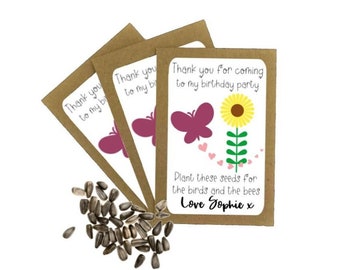 Personalised Butterfly Birthday Seed Packets Envelopes with Seeds | Eco Friendly Party Bags | Sunflower Seeds | Party Gift Bag | Birthday