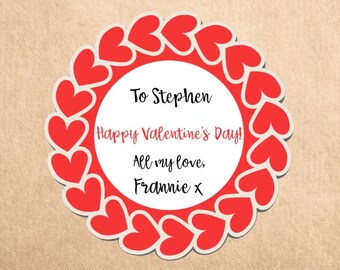 Pegatinas personalizadas para el Día de San Valentín / Pegatinas love heart / Etiquetas de regalo personalizadas Etiquetas / Etiquetas de envoltura de San Valentín / Pegatinas de San Valentín