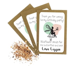 Personalised Birthday Fairy Seed Packets Envelopes with Seeds Kids Party Favour | Kids Party Bags Gift Birthday Thank You Gifts Eco Friendly