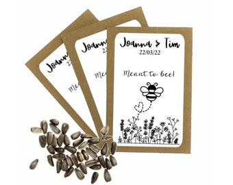 Personalised Wedding Favour Seeds Packets Envelopes  | Meant to Bee Party Favour | Sunflower Seeds | Wedding Gift |  Thank you Table Gift