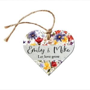 Bomboniere per matrimonio piantabili, a forma di cuore, bomboniere di ringraziamento, regalo per gli invitati al matrimonio, carta con semi di fiori selvatici, Let Love Grow, biodegradabile, ecologica