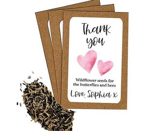 Thank You Wildflower Seed Packets Envelopes | Alternative Thank You Cards Favour | Thank You Gift | Birthday Thank You Eco Friendly