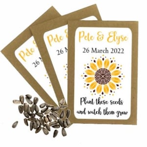 Personalised Wedding Favour Seed Packets Envelopes with Seeds | Party Favour | Sunflower Seeds | Wedding Gift |  Thank you Table Gift Bag