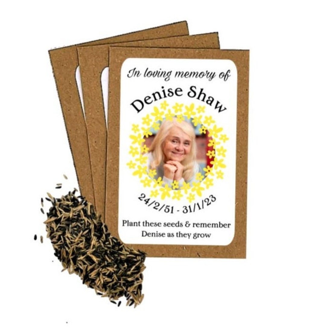 Personalised Funeral Wildflower Seed Packets Envelopes With Seeds