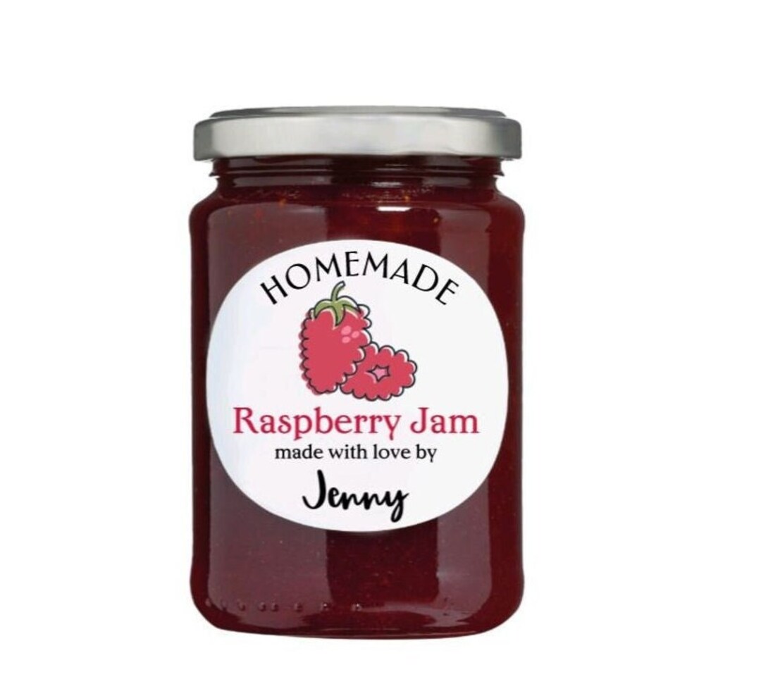 Personalised Raspberry Jam Jar Stickers | Jam Jar Labels | Custom ...