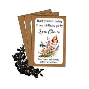 Buste di semi di girasole personalizzate per il compleanno con semi / Sacchetti regalo per feste per bambini / Regali di ringraziamento per il compleanno / Ecologici