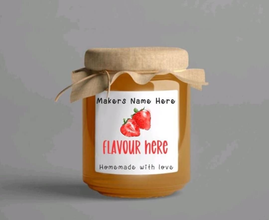 Personalised Jam Jar Stickers | Strawberry Jam Jar Labels | Custom ...