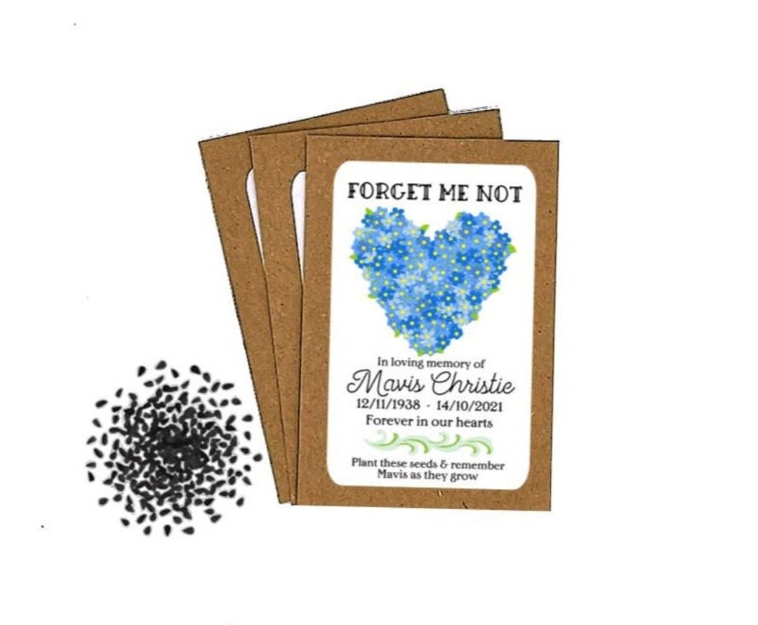 Personalised Funeral Me Not Flower Seed Packets Envelopes With Seeds Memorial Remembrance